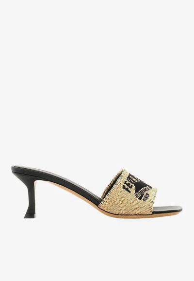 Ferragamo Raffia Jacquard Slide In Orange