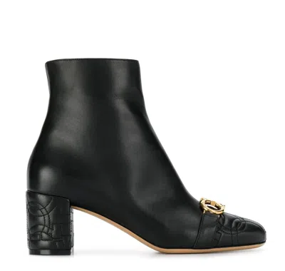 Ferragamo Zeri Quilted Gancini Ankle Boots In Black