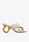 Ferragamo Zilda 70 Gancini Leather Sandals In White