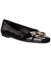 Ferragamo Black Patent Leather Gancini Ballerina In Black