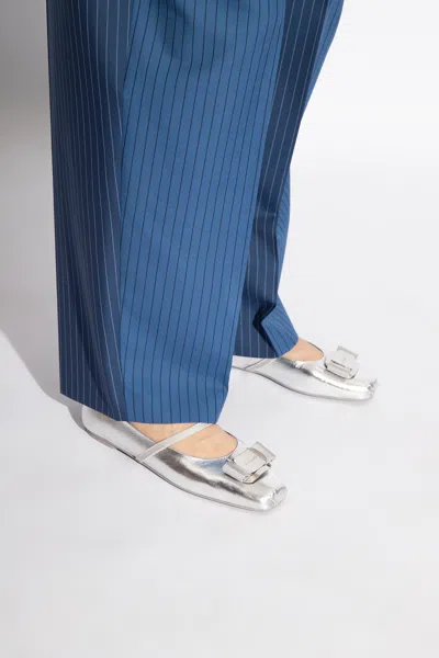 Ferragamo ‘zina' Ballet Flats In Silver