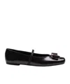 Ferragamo Black Nappa Leather Zina Ballerinas In Black