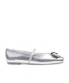 Ferragamo Zina Silver Ballerinas In Gray