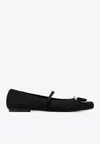 Ferragamo Square Toe Ballet Flats In Black