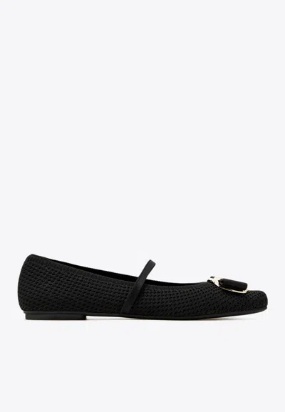 FERRAGAMO ZINA KNIT BALLET FLATS