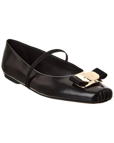 FERRAGAMO FERRAGAMO ZINA LEATHER FLAT