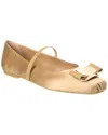 FERRAGAMO FERRAGAMO ZINA T PLATE SATIN BALLERINA FLAT