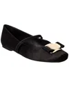 Ferragamo New Vara Plate Ballet Flat Shoes In Black