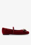 Ferragamo Zina Vara Plate Velvet Ballet Flats In Bordeaux