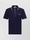 Ferragamo Zip Collar Polo Shirt In Blue