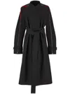 Ferragamo Poplin Trench Coat With Contrasting Inserts In Black