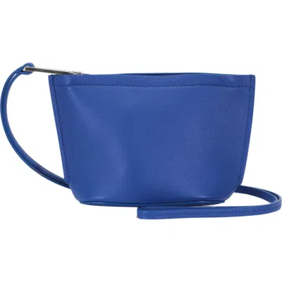Ferragamo Zip Leather Pouch In Blue