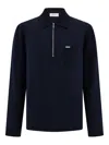 Ferragamo Zip Long-sleeved Polo Shirt In Blue
