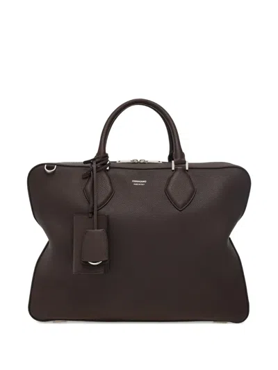 Ferragamo Zip Tote Bag In Brown