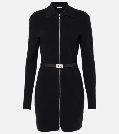 Ferragamo Zip-up Belted Shirt Dress In Black
