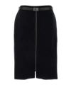 Ferragamo Stretch Wool Blend Skirt With Belted Waist In Nero