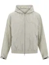 Ferragamo Zip-up Windbreaker Hooded Jacket In Gray