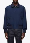 Ferragamo High-neck Zipped Bomber Jacket In Navy