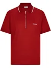 Ferragamo Cotton Polo Shirt With Zip Closure In Red