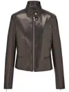 Ferragamo Zip-up Leather Biker Jacket In Black