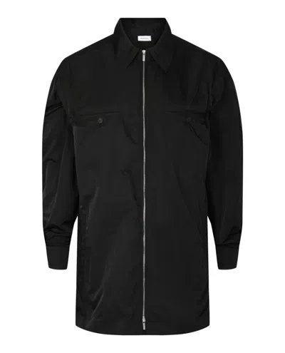 Ferragamo Zip-up Windbreaker With Removable Hood In Black
