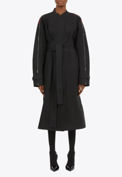 Ferragamo Zipped Belted Trench Coat In Black