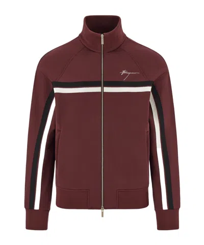Ferragamo Track Jacket With Contrasting Stripe In Red
