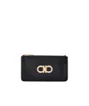 Ferragamo Gancini Leather Cardholder In Black