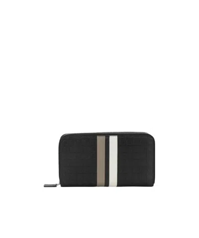 Ferragamo Zipper Long Purse In Black