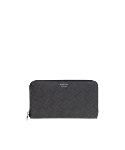Ferragamo Zipper Wallet In Black