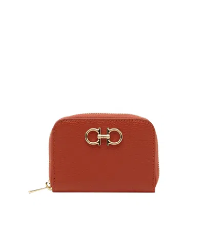 Ferragamo Zipper Wallet In Red