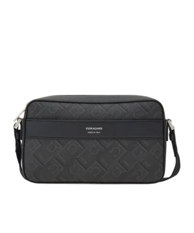 FERRAGAMO FERRAGAMO MONOGRAM JACQUARD ZIPPED SHOULDER BAG
