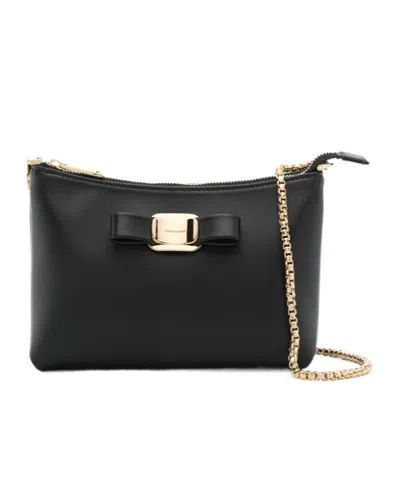 Ferragamo Zippered Shoulder Bag In Black