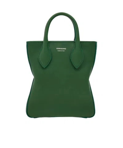 Ferragamo Zippered Shoulder Bag In Green