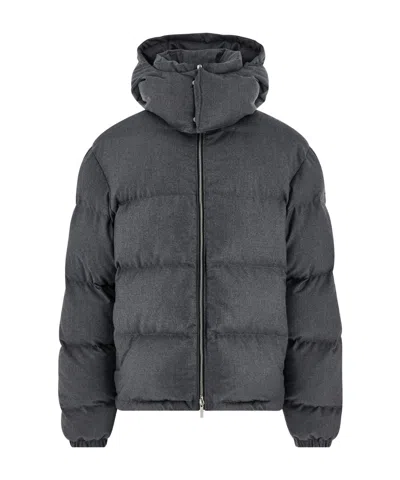 Ferragamo Zippered Wool Casual Jacket In Black