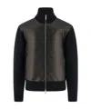 Ferragamo Luxury Wool And Leather Zip Cardigan For Men In Black