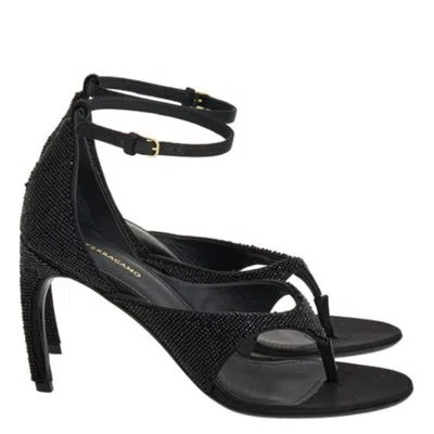 Ferragamo Zoele 85 Crystal-embellished Sandals In Black