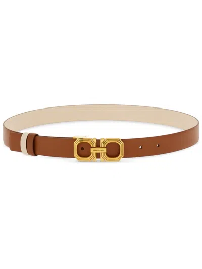 Ferragamo Gancini-buckle Leather Belt In Brown
