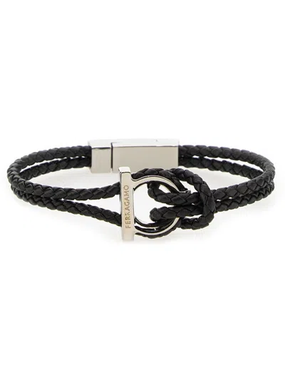 Ferragamo -inspired Gancini Hook Bracelet In Black