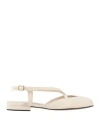 Ferragamo's Creations Woman Ballet Flats Cream Size 7.5 Leather In White