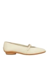 Ferragamo's Creations Woman Ballet Flats Ivory Size 8 Leather In Neutral