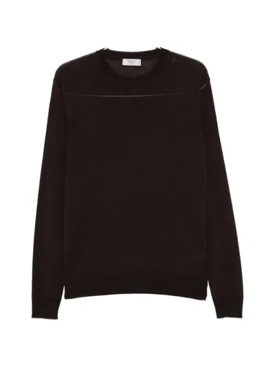 Ferrante Crew-neck Long-sleeve Sweater In Brown