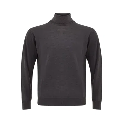 Ferrante Elegant Gray Wool Sweater For Men In Black