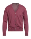 Ferrante Essential Man Cardigan Garnet Size 40 Merino Wool In Red