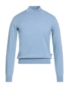 Ferrante Essential Man Turtleneck Light Blue Size 36 Merino Wool In Blue