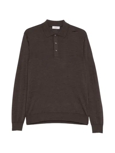 Ferrante Long-sleeve Polo Shirt In Brown