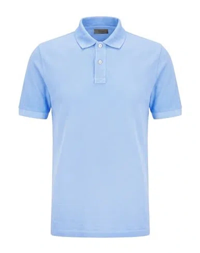Ferrante Man Polo Shirt Sky Blue Size 38 Cotton