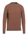 Ferrante Man Sweater Camel Size 42 Merino Wool In Brown