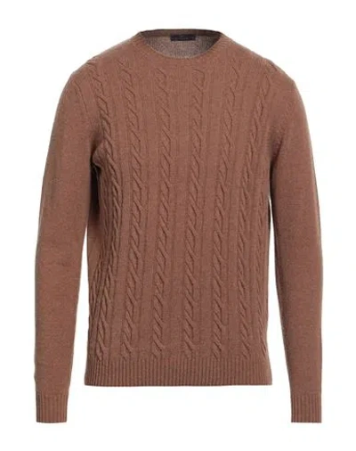 Ferrante Man Sweater Camel Size 42 Merino Wool In Brown