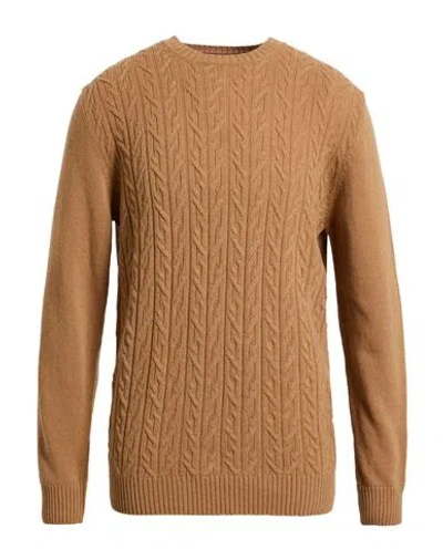 Ferrante Man Sweater Camel Size 44 Merino Wool In Brown